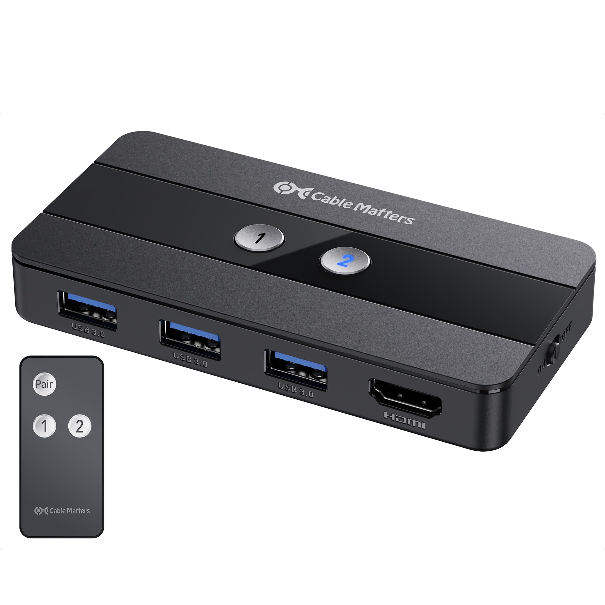 Cable Matters USB 3.0 KVM HDMI スイッチ 4K@60Hz HDMI ビデオ & 3X 5Gbps USBポートを備えた2台のコンピュータ用 HDMI KVM スイッチ