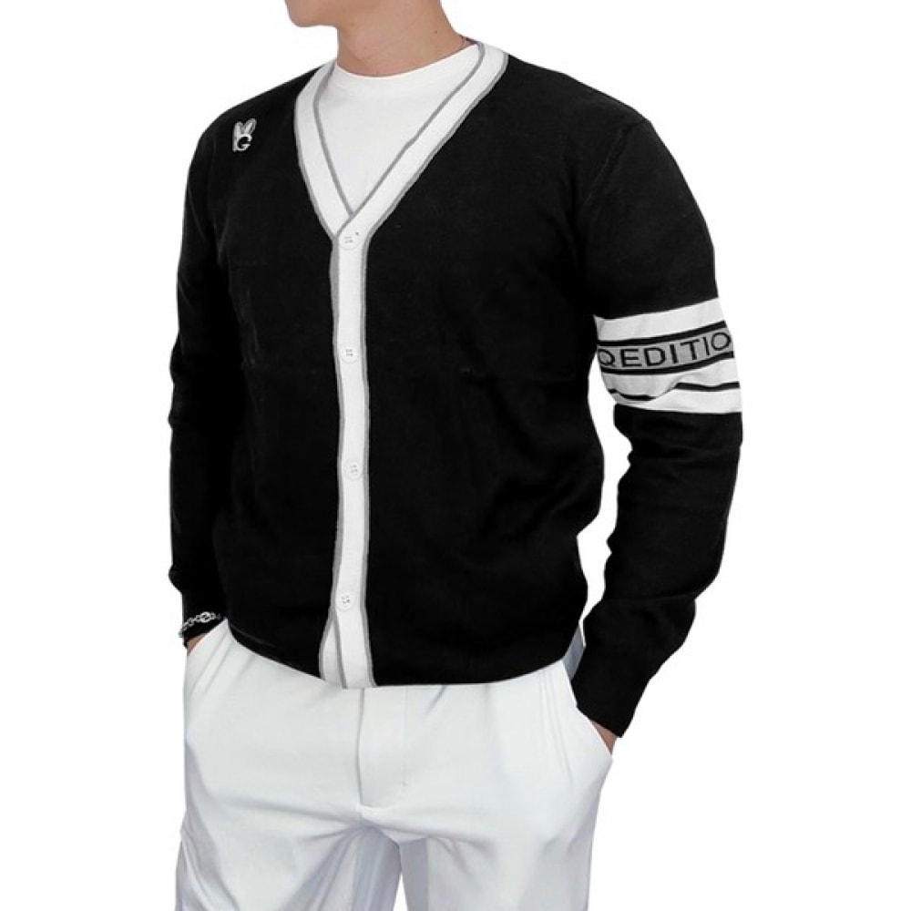 (ラックスゴルフ) ラックスゴルフグリーンクイーンメンズ Vネック配色ニットカーディガン GQ3A701