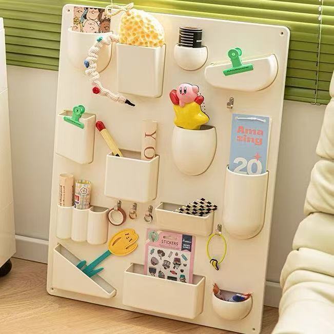 パンチフリー 壁掛け収納ボード 北欧風 玄関/キッチン/デスク対応 多機能フック 省スペース インテリア 取り付け簡単