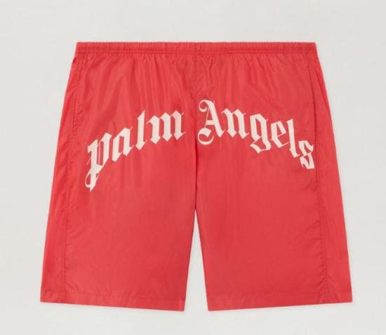 PALM ANGELS Men Swim Pants PMFD018S26FAB001 2503 RED OFF WHITE
