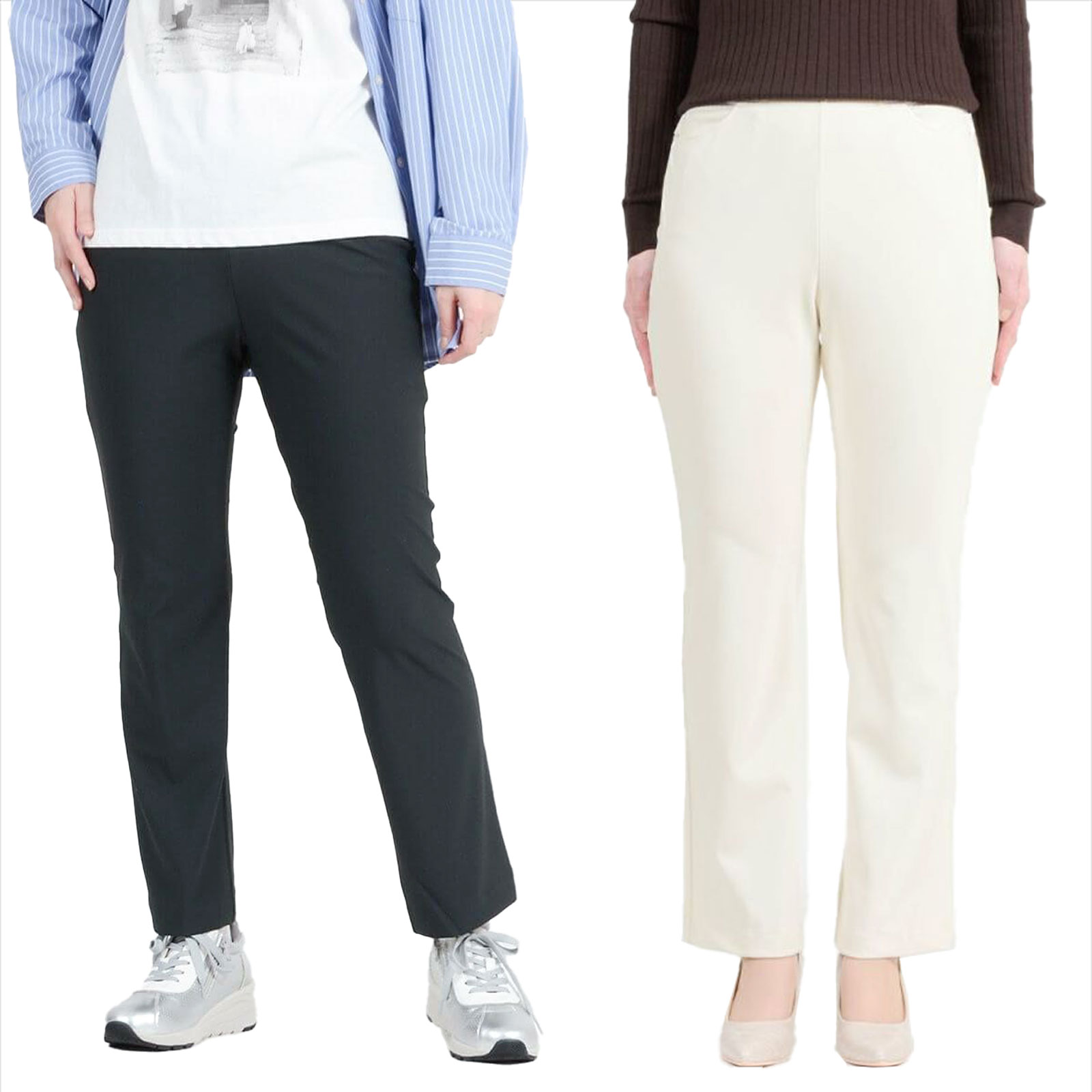 快適生活 接触冷感「美婦人涼感UVパンツ」２枚(２色×各1) 接触冷感 UVカット レディース 春夏 夏服 ボトムス 大きいサイズ 低身長 高身長 美脚 着回し 7,287円