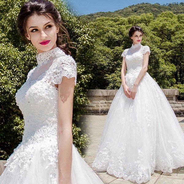 ウエディングドレス 袖あり エンパイア 二次会 ウェディングドレス 安い 結婚式 プリンセス 花嫁 ドレス 披露宴 ロングドレス ブライダル 白 大きいサイズ