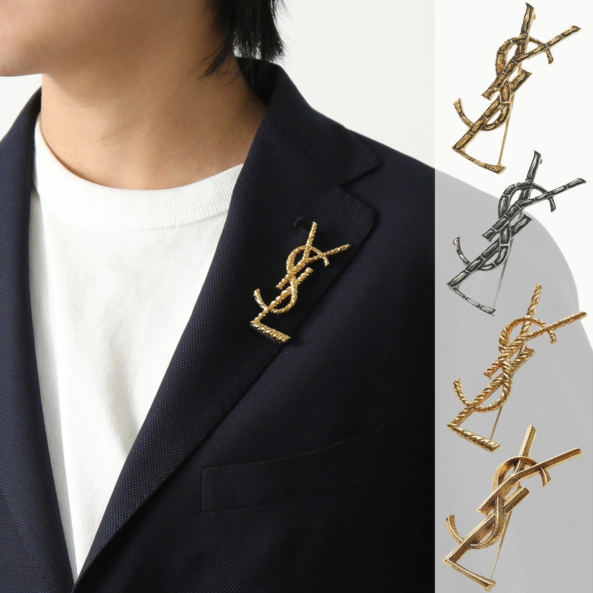 SAINT LAURENT サンローラン ブローチ OPYUM BROCHE オピウム 470371 652410 700582 Y1500 メンズ カサンドラロゴ クロコダイル ツイスト スネーク