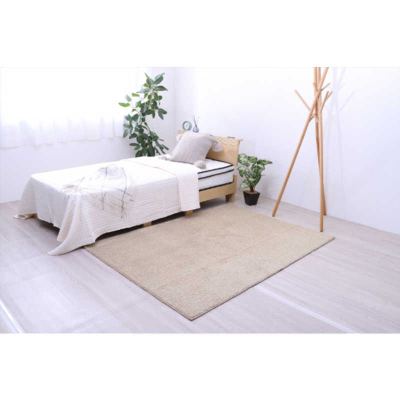 イケヒコ　タフト風ミックスパイルラグ プリーム (約200×250cm/ベージュ)