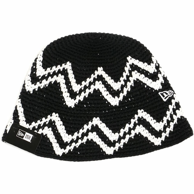 メール便 クロシェニット ニット バケットハット [14667698] CROCHET KNIT BUCKET レディース 帽子 ブラック/ホワイト 正規取扱店