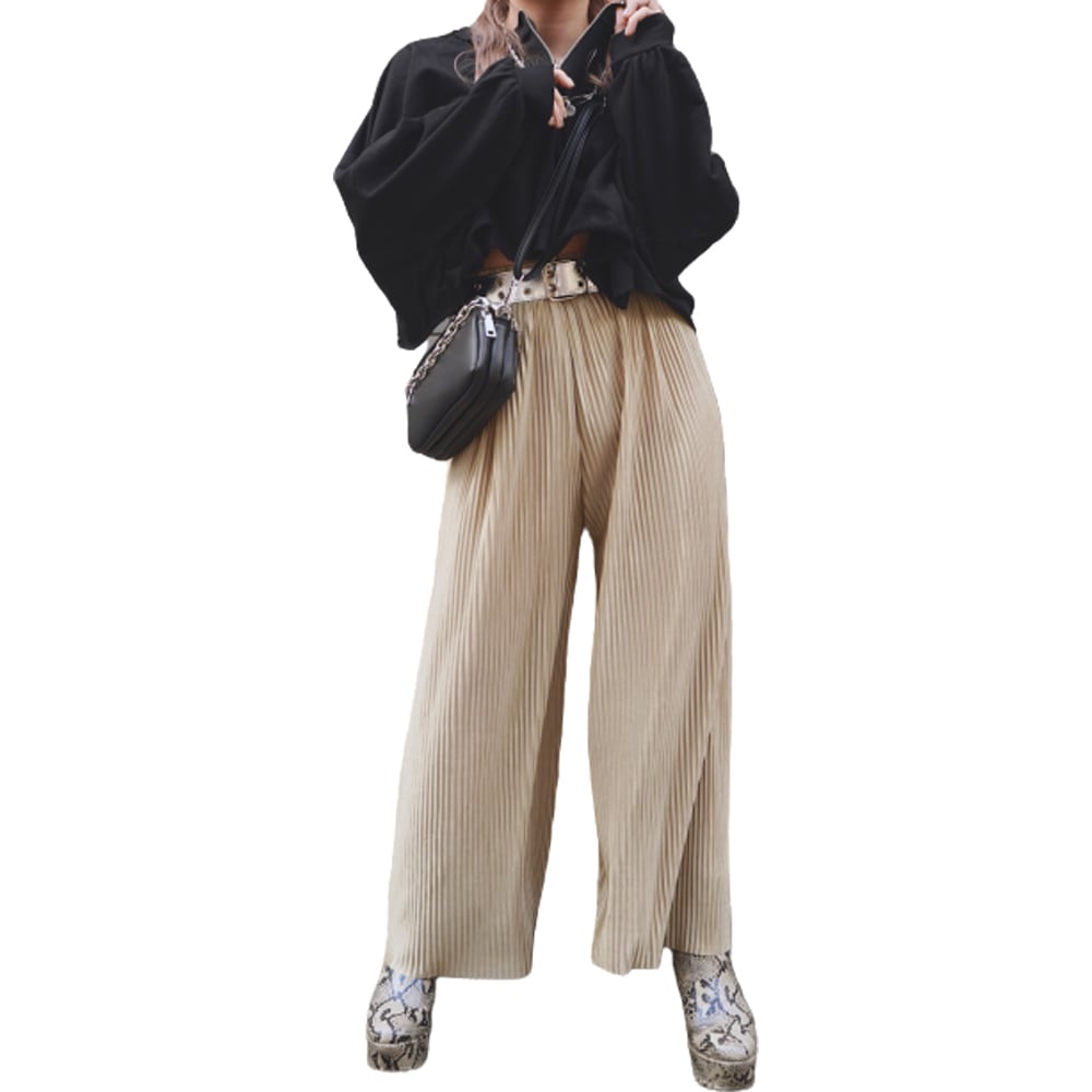 Shiny Pleats Pants (mint green) A,D,G レディース