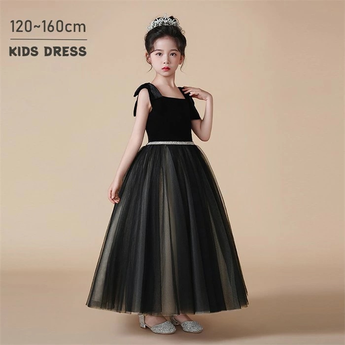 ドレス 発表会 結婚式 女の子 ピアノ発表会 120 130 140 150 160 コンクール フォーマル 袖なし ロング ワンピース リボン 子供 ノースリーブ ロングドレス キッズドレス パーテ