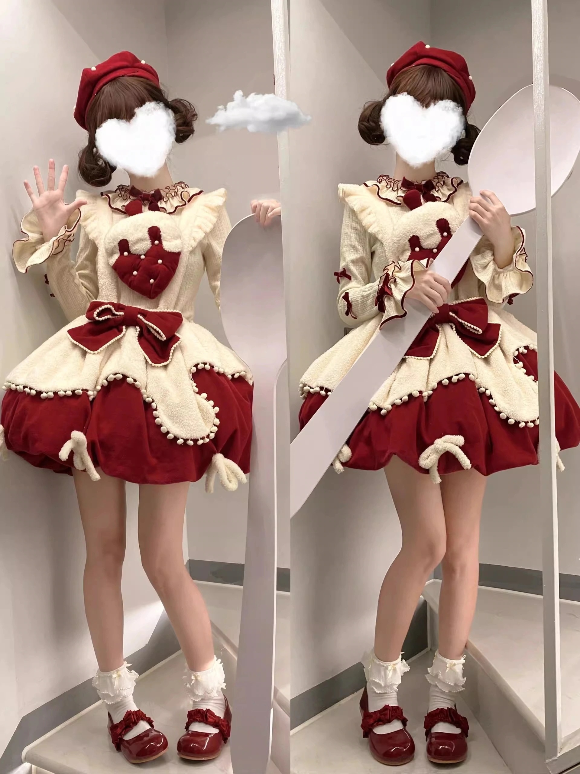 ストロベリースク キュートドール気分ロリータバドスカート ロリータデイリースイートロースカートロールプレイング