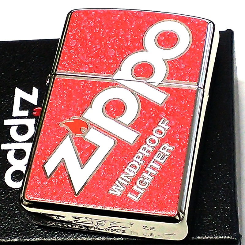 ZIPPO ライター アーマー Zippo Logo ジッポ ロゴデザイン レッド ダブルフルカラー おしゃれ シルバー 両面加工 かっこいい メンズ 赤 ギフト プレゼント