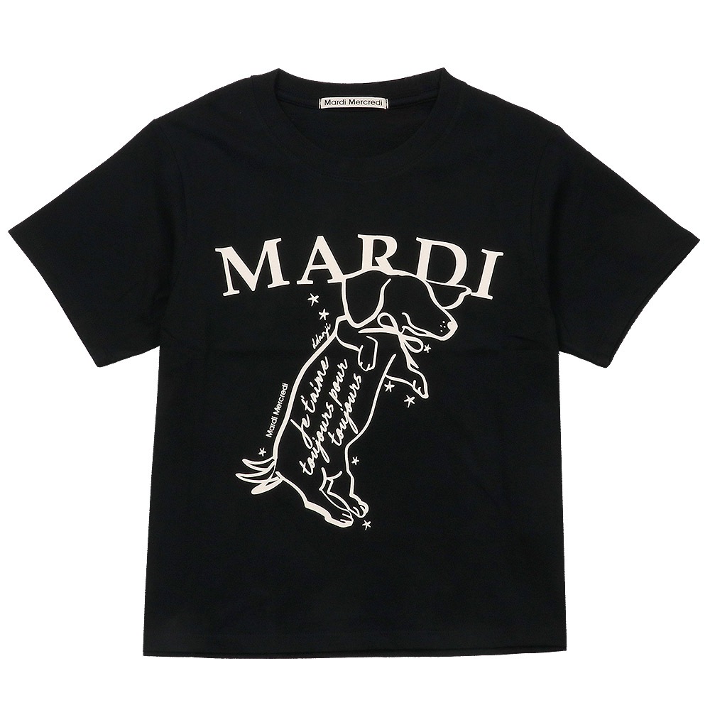 Tシャツ SLIM TSHIRT SWING THE TAIL DDANJI BLACK CREAM 半袖 レディース 韓国 ファッション アパレル ダックスフント