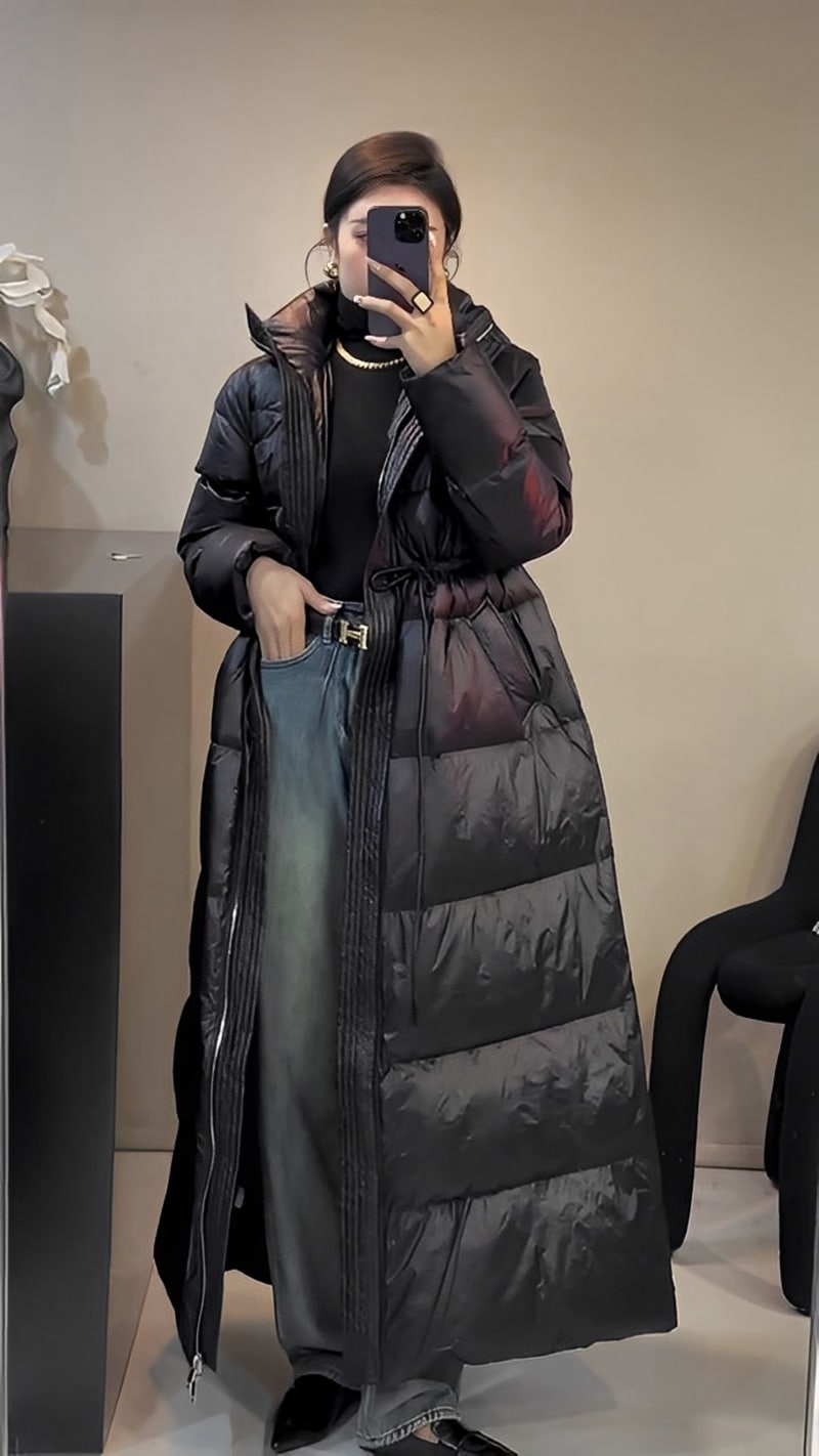 韓国デザイン秋冬新作ゆったりロングダウンコート