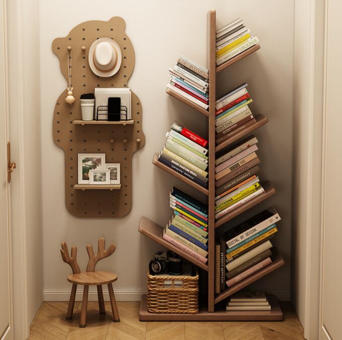 本棚 おしゃれ コミックラック 書棚 ブックラック 本収納 整理棚 オシャレ 木製 木製ラック ブックスタンド 卓上収納 ツリー型 飾り棚 ブックシェルフ