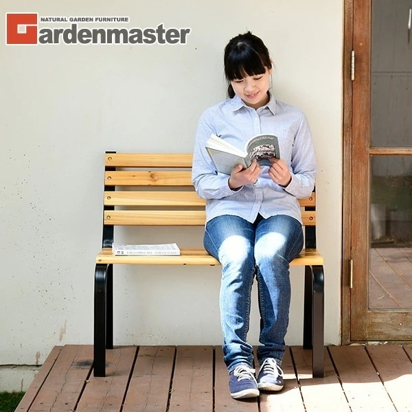 ガーデンベンチ ミニ 幅80cm 天然木製 おしゃれ KMB-80(NA/BK)