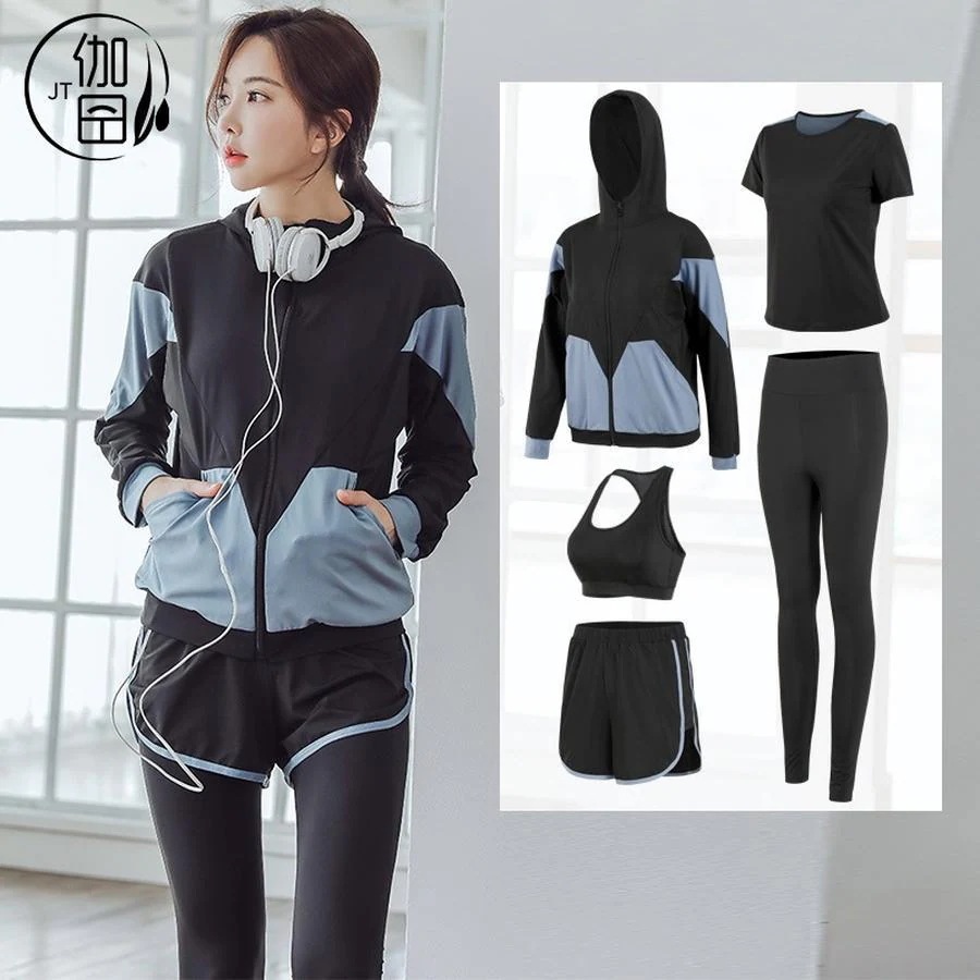 【人気商品 5点セット】 ヨガウェア スポーツ ウェアレディース 上下セット アウター エクササイズトレーニングウェアランニングウェア ヨガウェア上下セット