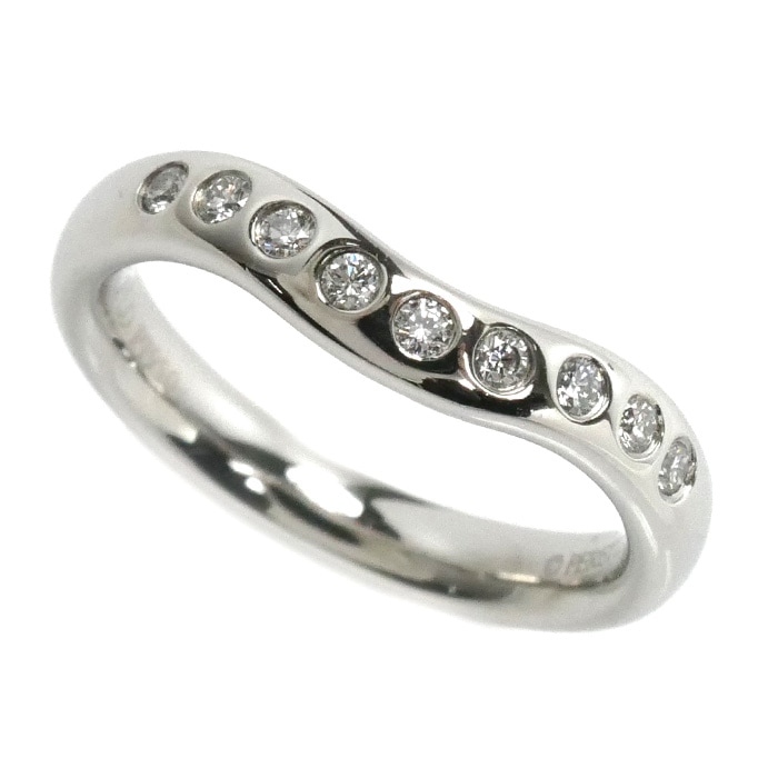 TIFFANY&Co. ティファニー Pt950プラチナ カーブドバンド リング・指輪 ダイヤモンド 5号 4.8g レディース 中古