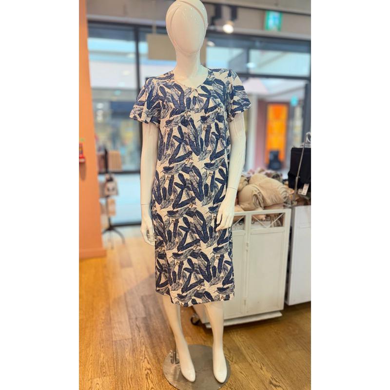 [坡州店] 綿レーヨン混紡 葉っぱ捺染 女性ワンピース ホームウェア GW6065B