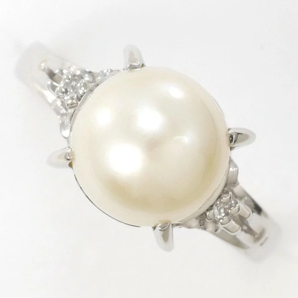 PT900 プラチナ リング 10号 パール(真珠) 約8.5mm ダイヤ 0.02 中古 23,352円