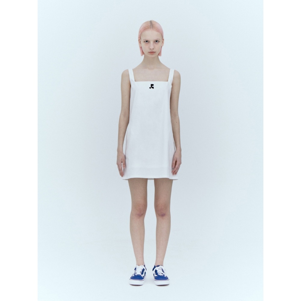 レスト&レクリエーションスクエアネックミニドレスホワイト