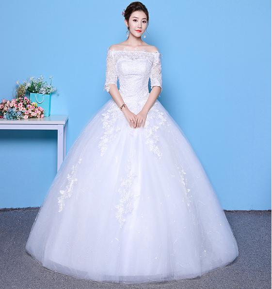 ロングウェディングドレス　華やかなプリンセスラインドレス姫系ドレス　花嫁ブライド【結婚式】【二次会】【パーティー】【披露宴】 【謝恩会】【演奏会】【イブニングドレス】司会演出前撮りドレス　ベールパニエ