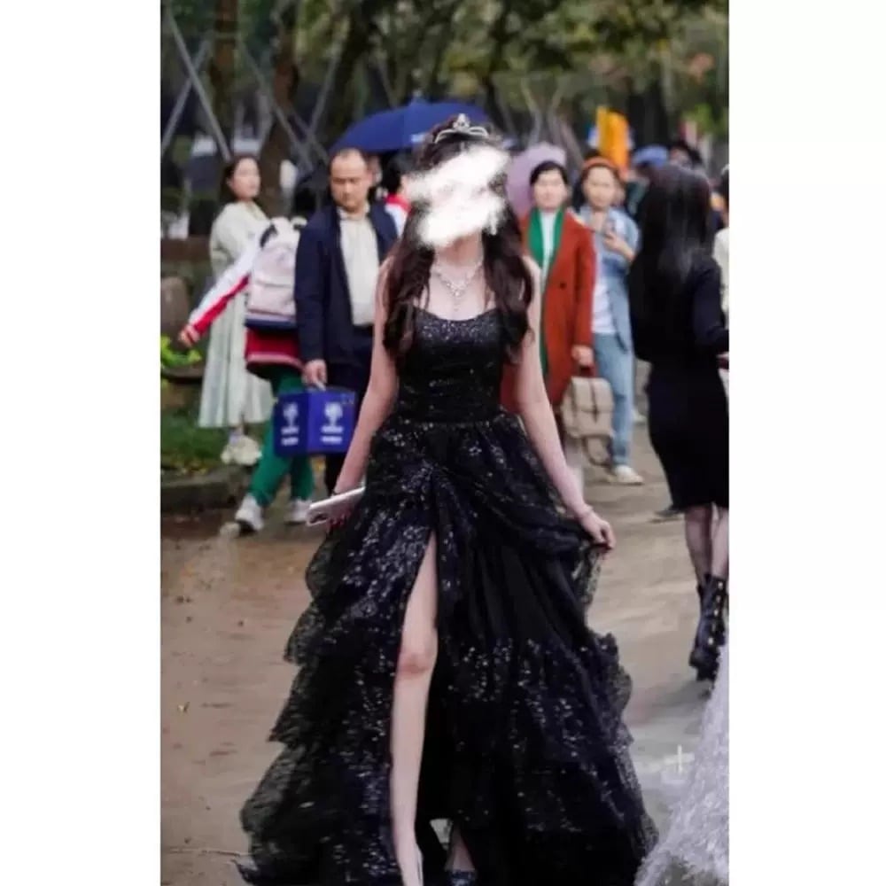 ブラックイブニングドレス女性2024学生日成人セレモニードレスホスト夏