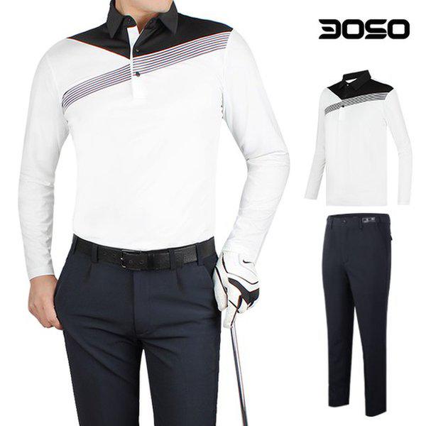 ビッグサイズ ゴルフ コーディネート 男性 冬 裏起毛 ゴルフTシャツ+パンツ セット/IWHE