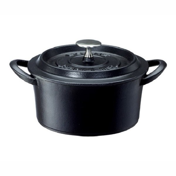鋳物ホーロー鍋 琺瑯鍋 ほうろう 20cm ガス火 IH対応 ボンボネール ココット ブラック
