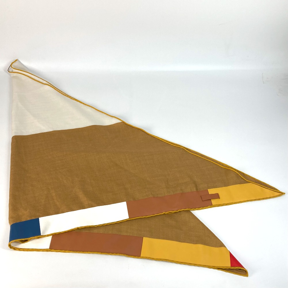 スカーフ トライアングル・ジェアン バール・ドプスタクル 大判 ショール ストール 三角 カシミヤ ホワイト/ キャラメル / カリー ホワイト