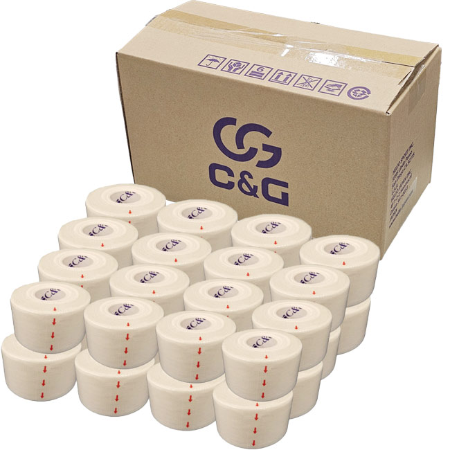 スポーツテーピング ヘリオ HELIO C&G ホワイトテープ 38mm×12m 32巻入り(１箱) 非伸縮 固定用テープ CG38WT-32