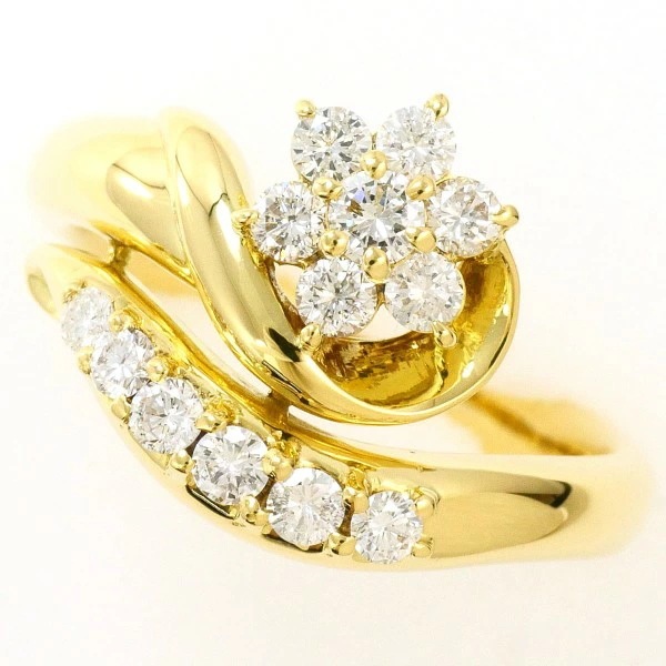 K18 18金 YG リング 10号 ダイヤ 0.50 カード鑑別書 【中古】