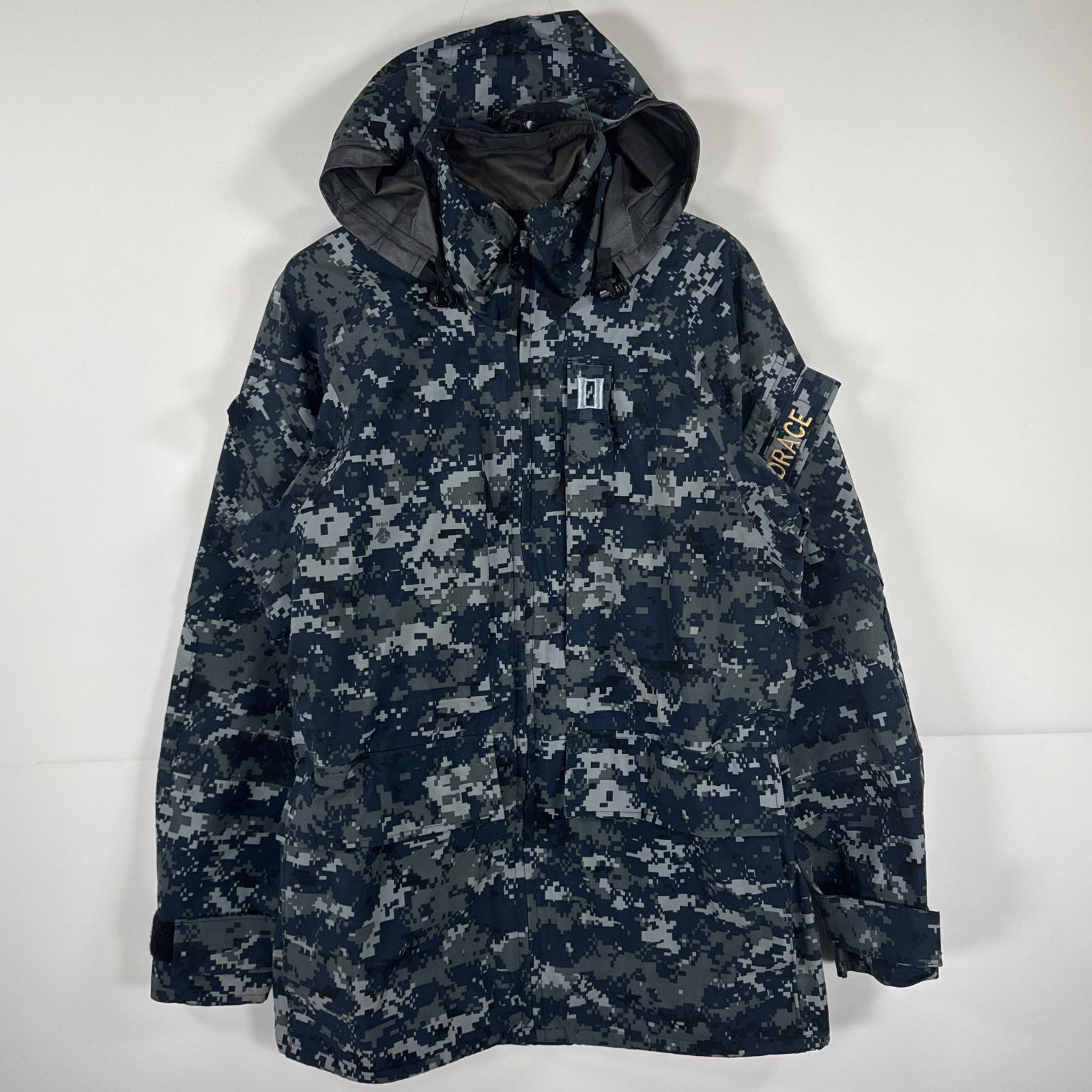 古着 ミリタリージャケット ECWCS GORE-TEX デジカモ 迷彩 カモフラ ゴアテックスパーカー ワッペン small regular ブルー メンズ