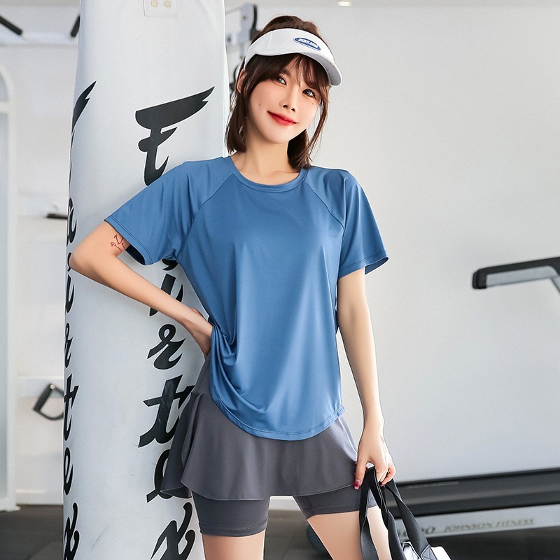 【1つ買うと20つ無料】ポケットジッパースポーツスカートヨガ服ジムクイック乾燥ジョギングスポーツフィットネス服大規模な朝ジョギング