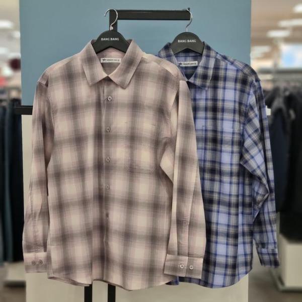 HC21 メンズ オーバーサイズ チェック 長袖シャツ NSM113 (S45898891)