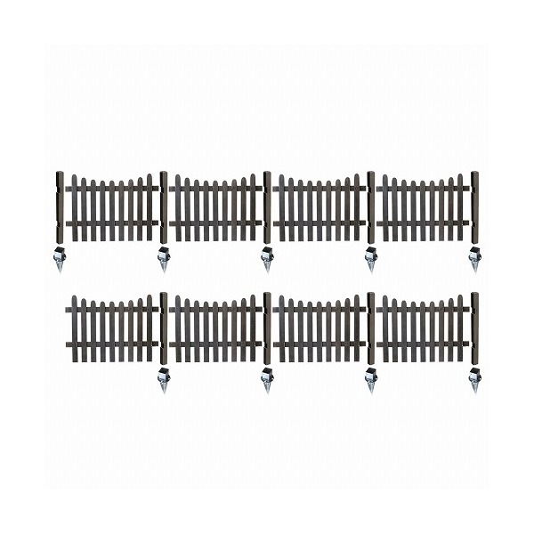 住まいスタイル ピケットフェンス U型 土中用8連結セット ダークブラウン SFPU1200-8UB-DBR メーカー直送