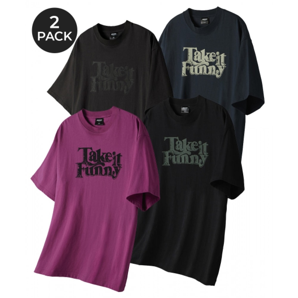 アーバネージ [2パック] テイク・イット・ファニー・ヴィンテージ・オーバー・ショートスリーブ (4COLOR)