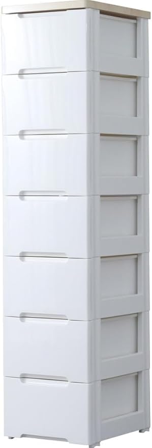 チェスト ラクラク引出し 木天板 7段 幅32.4×奥行41×高さ138cm ホワイト/ナチュラル 白 プラスチック