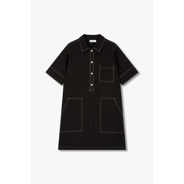 配色ステッチシャツカラーワンピース 9195241516099