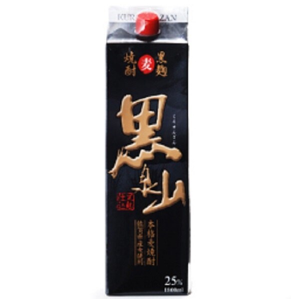 送料無料2ケース単位＝12本麦焼酎25黒泉山パック（くろせんざん）麦1．8Ｌ6本入12本メーカー佐賀県：宗政酒造(株)