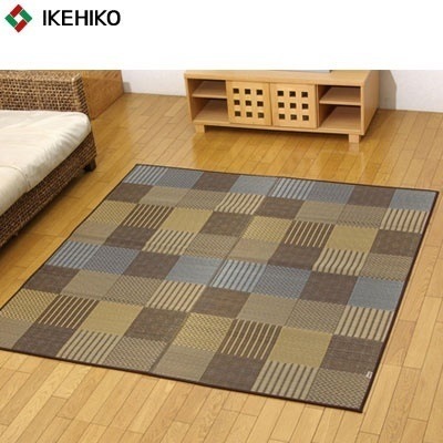 イケヒコ・コーポレーション 純国産 い草花ござ 『DX京刺子』 ブラウン 江戸間2畳（約174×174cm）（裏:不織布） 4114302 【送料無料】