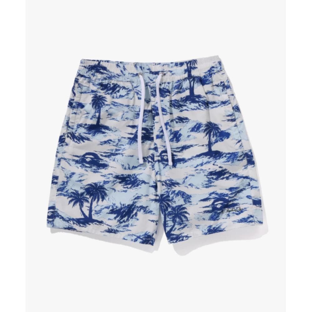 BAPE Palm Tree Camo Relaxed Fit Beach Shorts M BLUE 001S