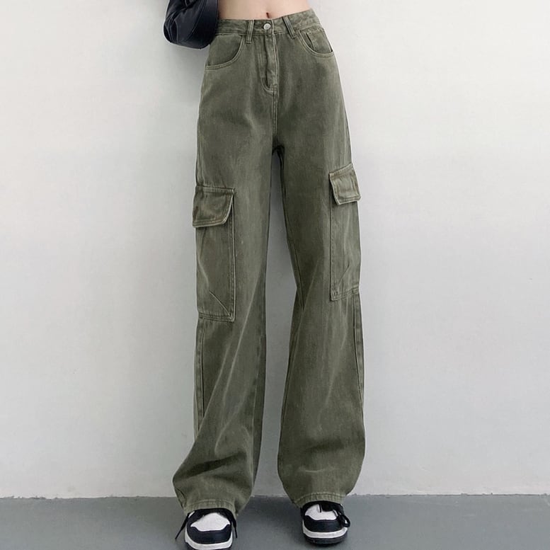 2color レディース スエード調カーゴパンツ ボトムス パンツ カーゴパンツ スラックス ワイドパンツ ストレート ポケット付き