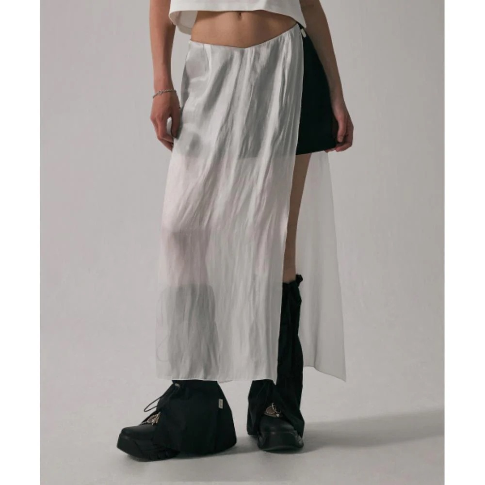 TREEMINGBIRD SeeThrough V LowWaist Mini Skirt White TM