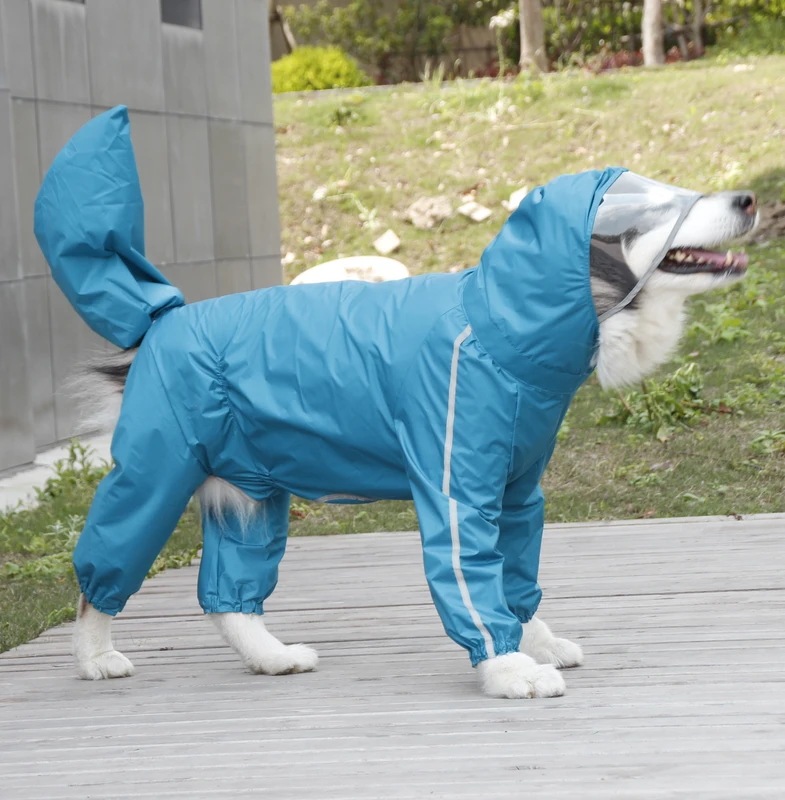 大型犬用レインジャケット,防水ポリエステル安全コート,反射ストライプ,金の再試行剤,ラブラドールハスキー8xl-12xl 青い 12XL Male