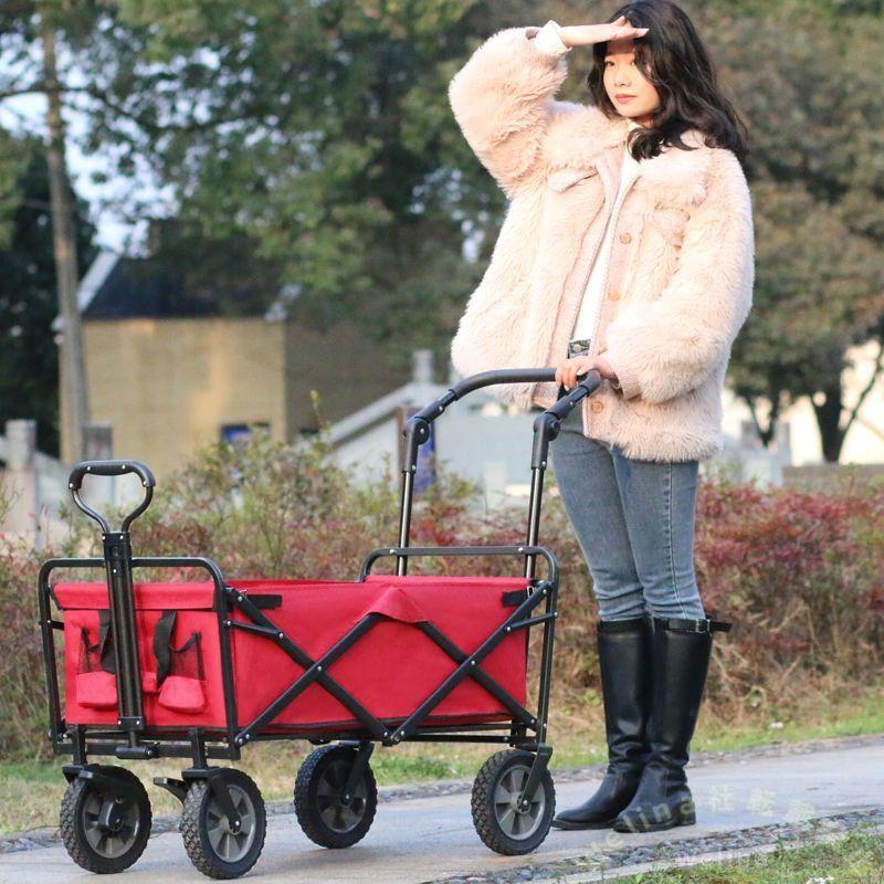 キャリーワゴン 大容量 アウトドアワゴン ブレーキ付きホイール Welina 長物対応 取り外し可能 荷物運び ゴムバンド2本付 キャンプカート