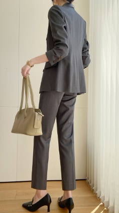 ボトムス パンツ アウター セットアップ 上着 ストレートパンツ ロング ロング丈 袖あり 長袖 Vネック 襟付き スリム タイト 細身 ストレート 前開き ポリエステル 2点セット ツーピース お得