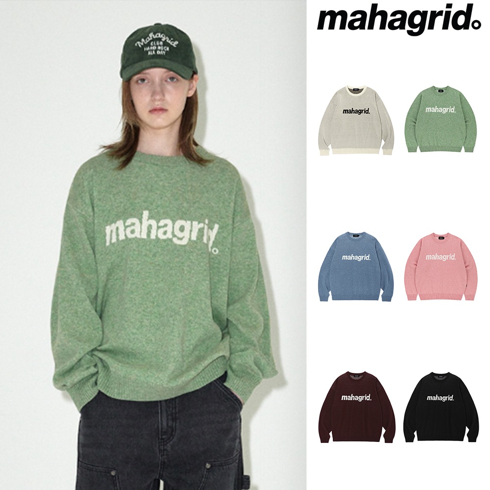 [mahagrid] BASIC LOGO KNIT SWEATER