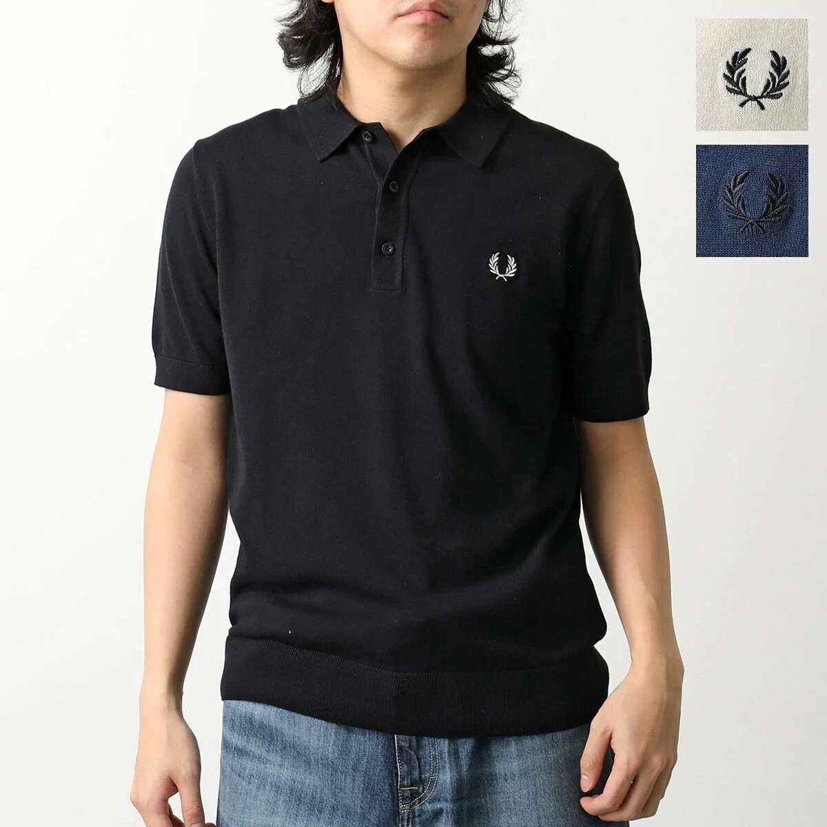 FRED PERRY フレッドペリー ポロシャツ COTTON KNITTED SHIRT K9725 メンズ 半袖 ニット ロゴ ローレルリース刺繍 カラー3色