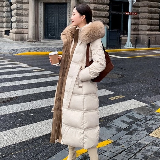 レディース コート ダウン アウター ロングコート ダウンコート ロング 長袖 ハイネック Aライン フェミニン ベルト ウエストマーク ポケット ハイウエスト ダウン フェイクレザー かわいい
