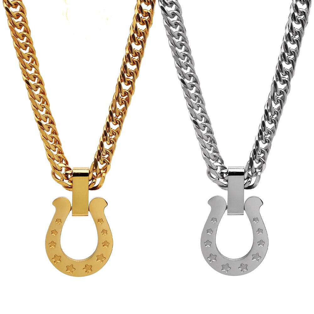ステンレス馬蹄ネックレス 白星 2カラー [n620] 5,544円