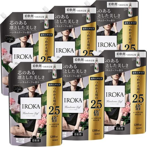 【ケース販売】 IROKA 柔軟剤 香水のように上質で透明感あふれる香り ハンサムリーフの香り 1200ML×6個 大容量