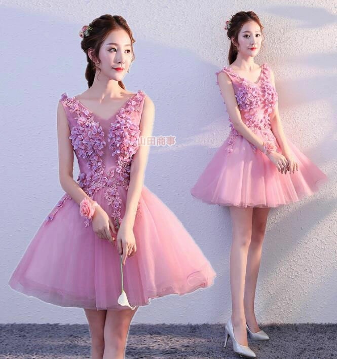 ミニ丈パーティードレス ミニドレス レディースチュチュドレス 花びら Vネック 演出服 ふんわり ふわふわ 女性ミニ ドレス 編み上げドレス 結婚式 二次会 ドレス お誕生日 発表会 演奏会 お姫様 5,443円